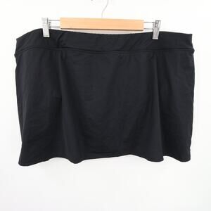 Lands' End Swim Skirt Black Built-In Bikini Bottoms Swimsuit Tummy Control 22W